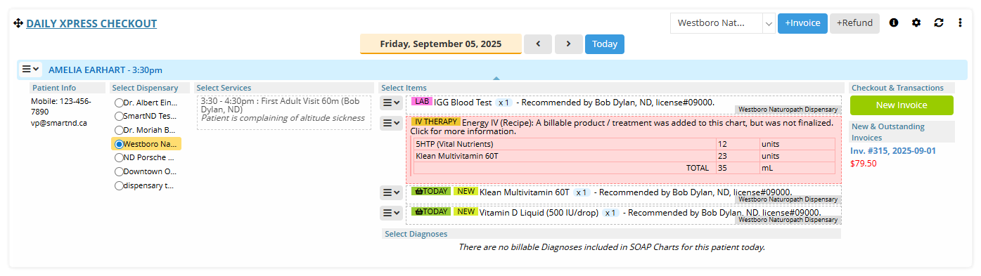 Shows the Daily Express checkout dashboard card to allow you to see what it can look like with information.